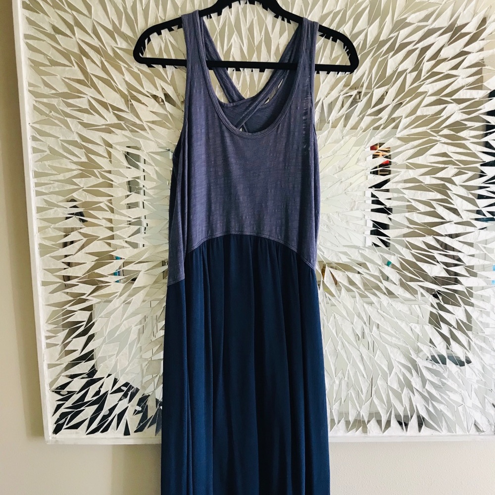 Anthropologie Tulipan hi low maxi dress- blue-